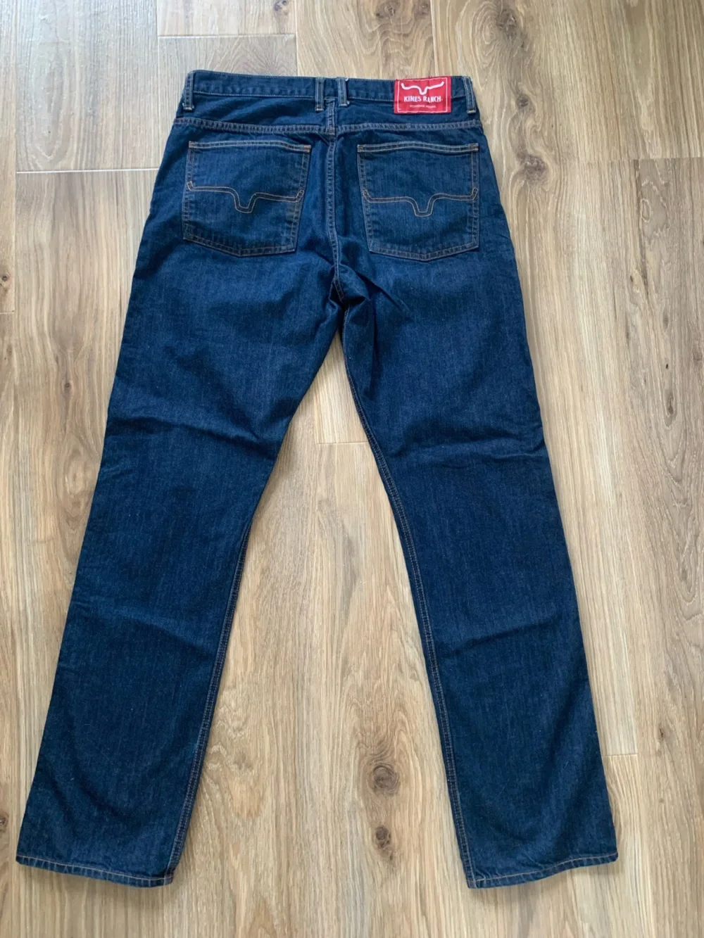 👖Kimes Ranch CAL Jeans Mens 35x34 Blue Denim Straight Boot Leg Western Made USA